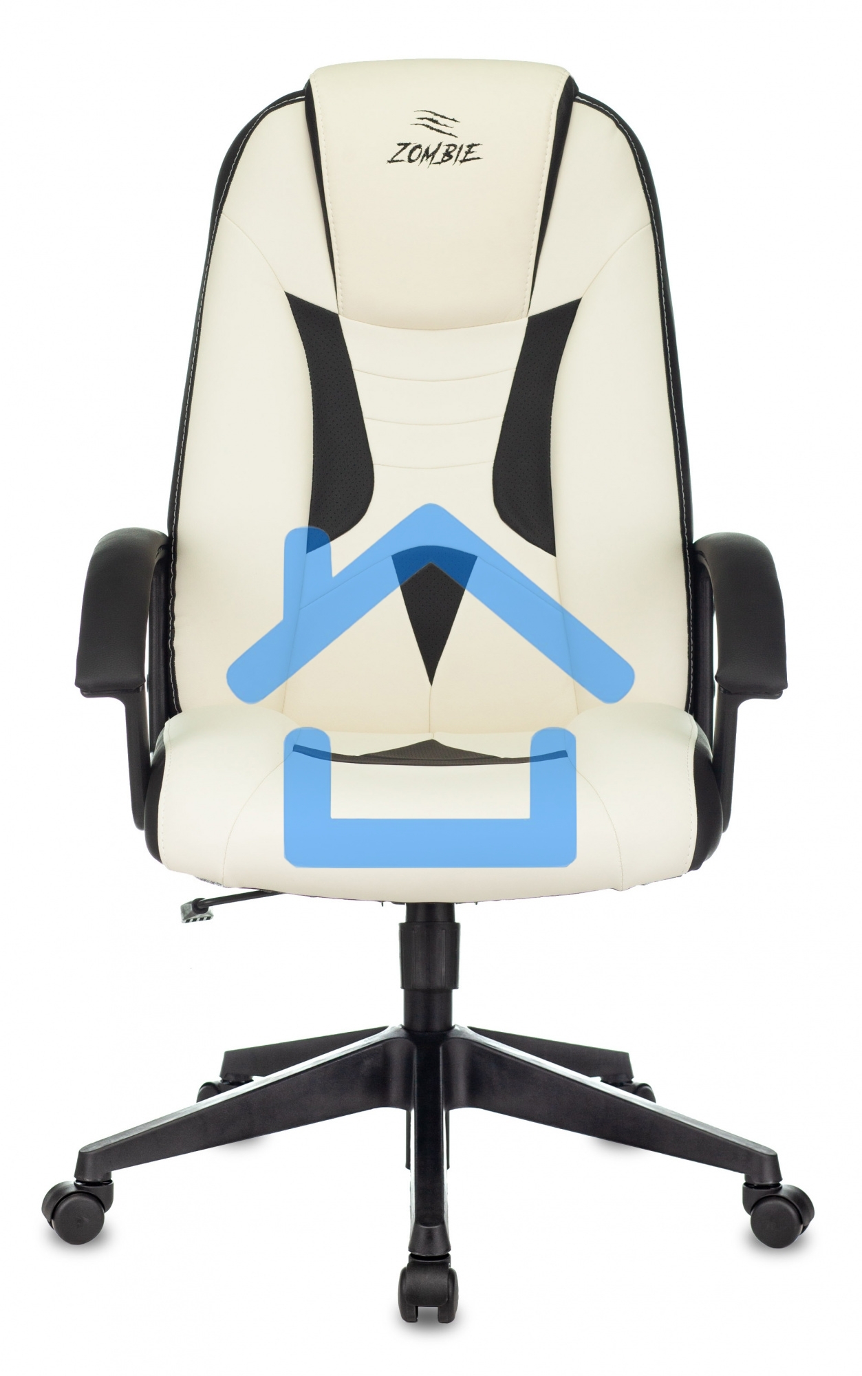 Кресло игровое Бюрократ Zombie 8 белый/черный, искусственная кожа, крестовина пластик