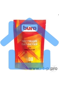 Салфетки Buro BU-Zsurface, 100 шт для поверхностей мягкая упаковка 100шт влажных
