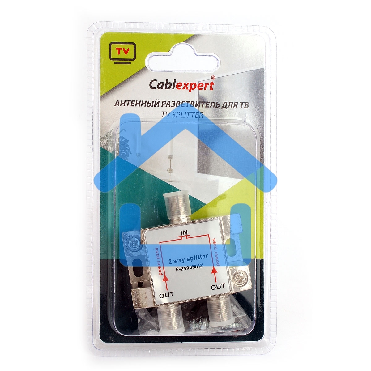 Разветвитель на 2 телевизора, Cablexpert AS-TV-PP-02, Power Pass 5-2400MHZ