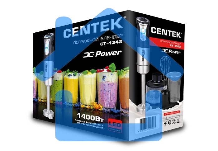 Блендер погружной Centek CT-1342 1400 Вт, черный/стальной