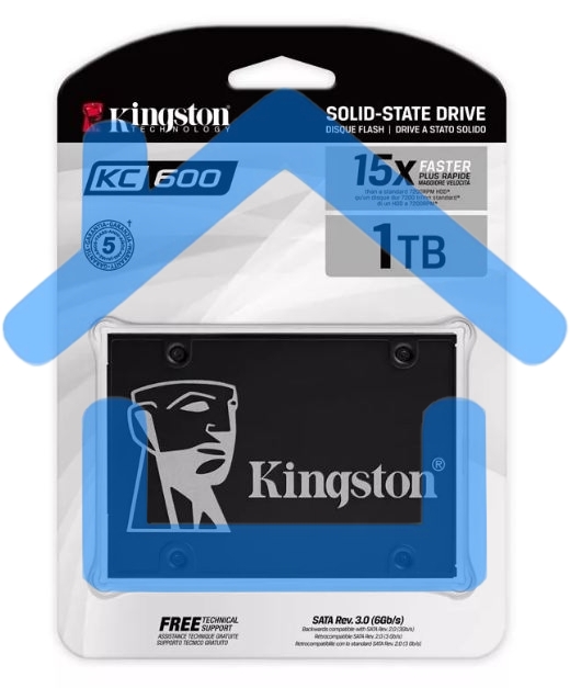 Накопитель SSD Kingston KC600, 1Tb, SATA III, 2.5