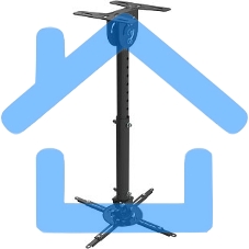 Кронштейн Wize WPB-B черный Потолочные, Макс. крепежное расстояние 260х260, макс. вес нагрузки 12 кг, Наклон,поворот °+/-15, расстояние от стены/ потолка 43-64 см