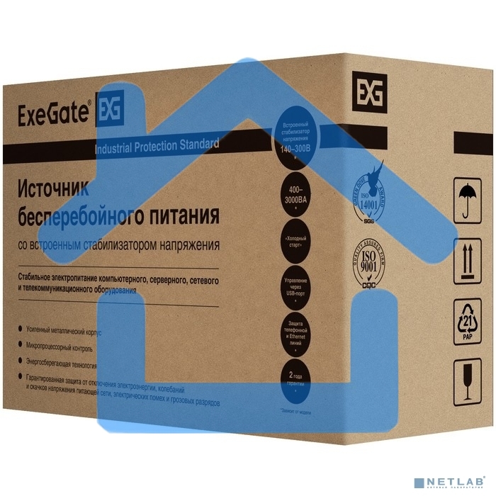 Источник бесперебойного питания ExeGate SpecialPro UNB-1200.LED.AVR.C13.RJ 1200VA/750W, LED, AVR, 6*IEC-C13, RJ45/11, черный