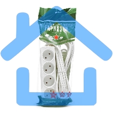 Удлинитель Гарнизон EL-NL4-W-5, 4 розетки допустимый ток 10А, длина 5 м.