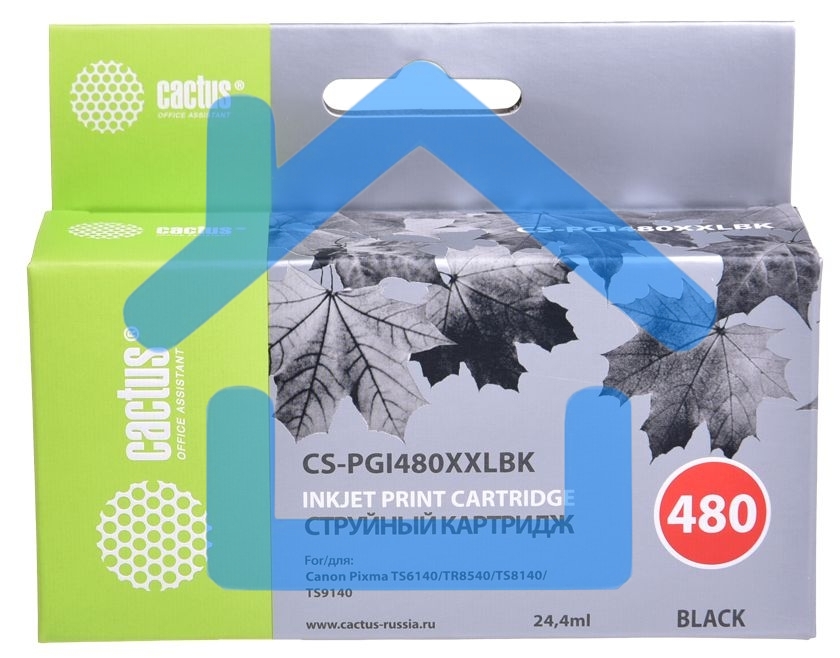 Картридж струйный Cactus CS-PGI480XXLBK черный (24.4мл) для Canon Pixma TR7540/TR8540/TS6140/TS8140