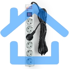 Сетевой фильтр Power Cube 5,0 м 6 розеток (серый) 10А/2,2кВт