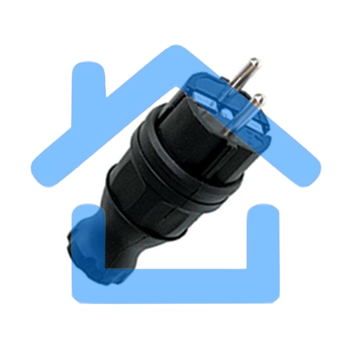 Вилка прямая EKF RPS-011-16-230-44 каучуковая 230В, 2P+PE, 16A, IP44 EKF PROxima