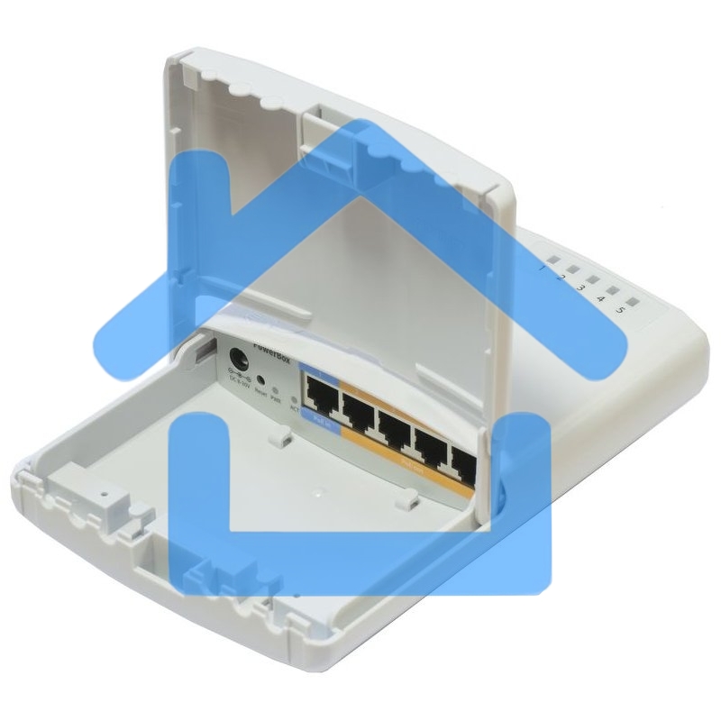 Маршрутизатор MikroTik RB750P-PBr2 PowerBox with 650MHz CPU, 64MB RAM, 5xLAN (four with PoE out), RouterOS L4, outdoor case, PSU, PoE, mounting set