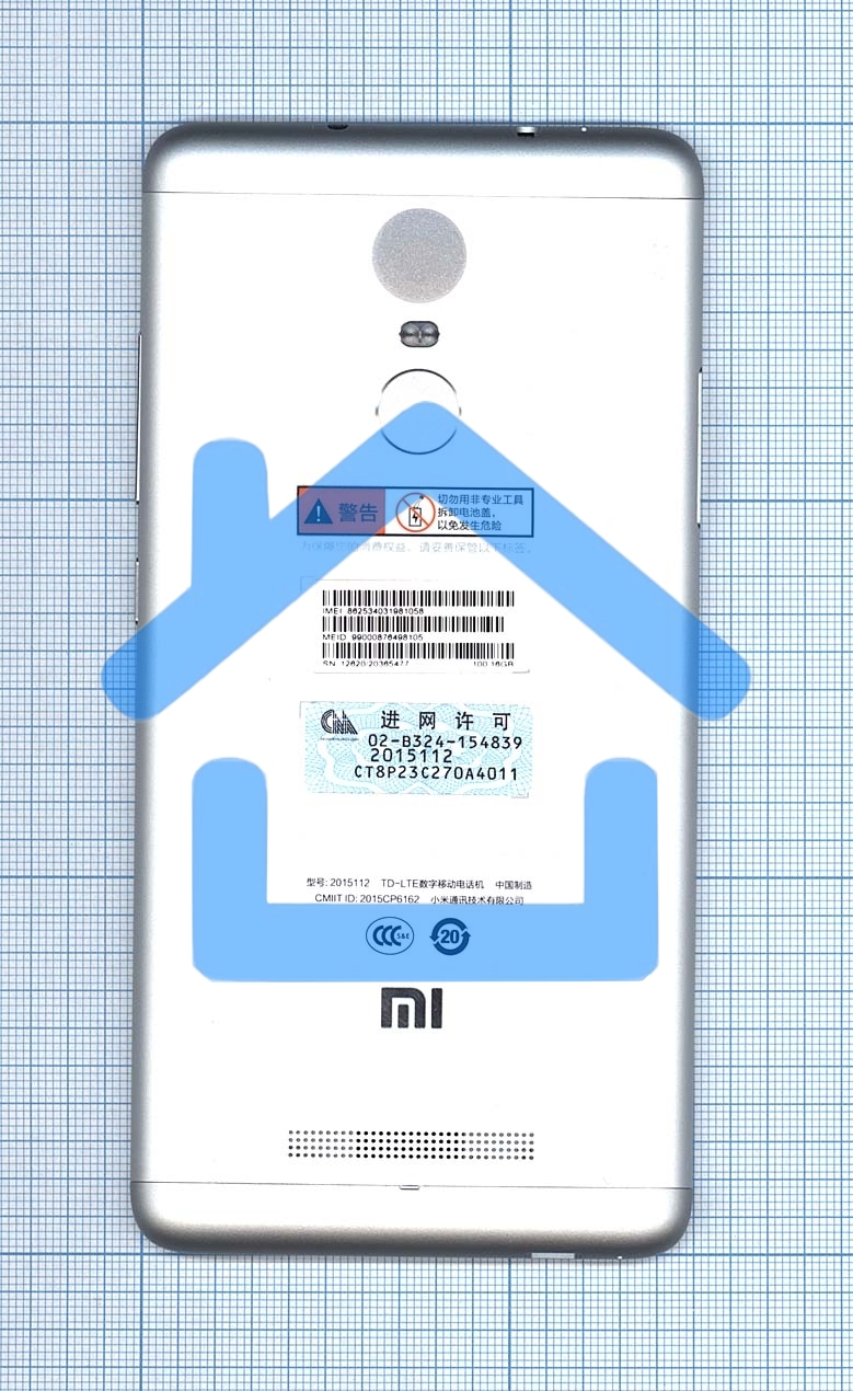 Задняя крышка для Xiaomi Redmi Note 3 Pro серебро