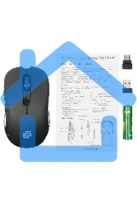 Мышь беспроводная Oklick 610MWC черный, 1600 dpi, радиоканал, USB/USB-C, кнопки - 6