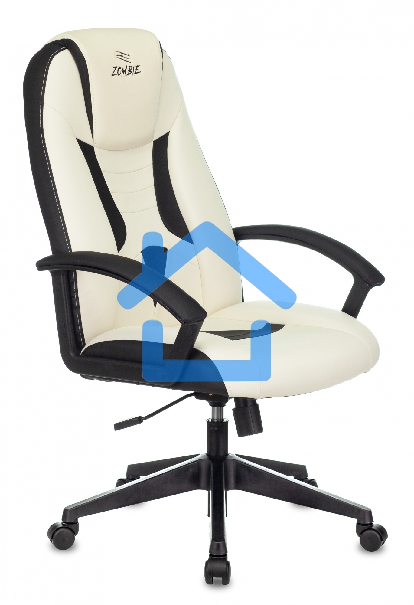 Кресло игровое Бюрократ Zombie 8 белый/черный, искусственная кожа, крестовина пластик