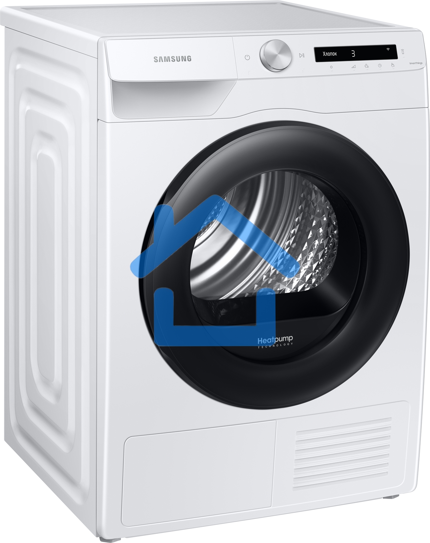 Сушильная машина Samsung DV90T5240AW/LP белый, 9 кг, сушка - тепловой насос, программ - 14, 60 x 85 x 65 см