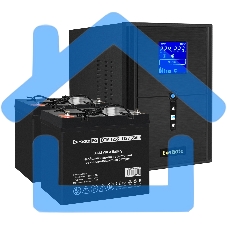 Комплект ИБП EX295989RUS + батарея 55Aч EX285667RUS 2шт (инвертор, синус, для котла) ExeGate SineTower SZ-2000.LCD.AVR.3SH.1C13.USB <2000VA/1600W, чистый синусоида, LCD дисплей, AVR, 3*Schuko+1*C13, USB, линейно-интерактивный, черный> + батарея ExeGate DT