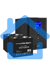Комплект ИБП EX295989RUS + батарея 55Aч EX285667RUS 2шт (инвертор, синус, для котла) ExeGate SineTower SZ-2000.LCD.AVR.3SH.1C13.USB <2000VA/1600W, чистый синусоида, LCD дисплей, AVR, 3*Schuko+1*C13, USB, линейно-интерактивный, черный> + батарея ExeGate DT