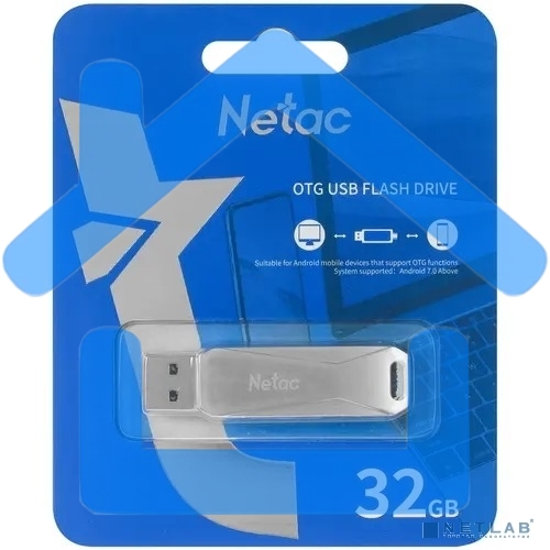 Флешка USB R/W Drive Netac U782C NT03U782C-032G-30PN dual USB3.0+TypeC 32Gb, retail version