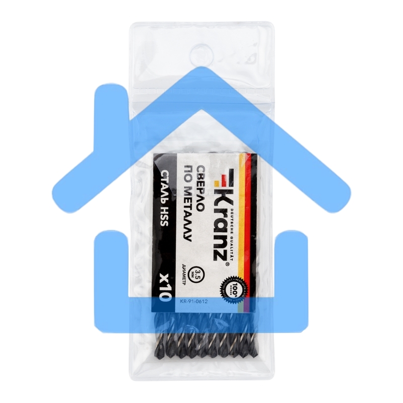 Сверло по металлу 3,5х70х39 мм HSS (10 шт. в упаковке) DIN 338 Kranz