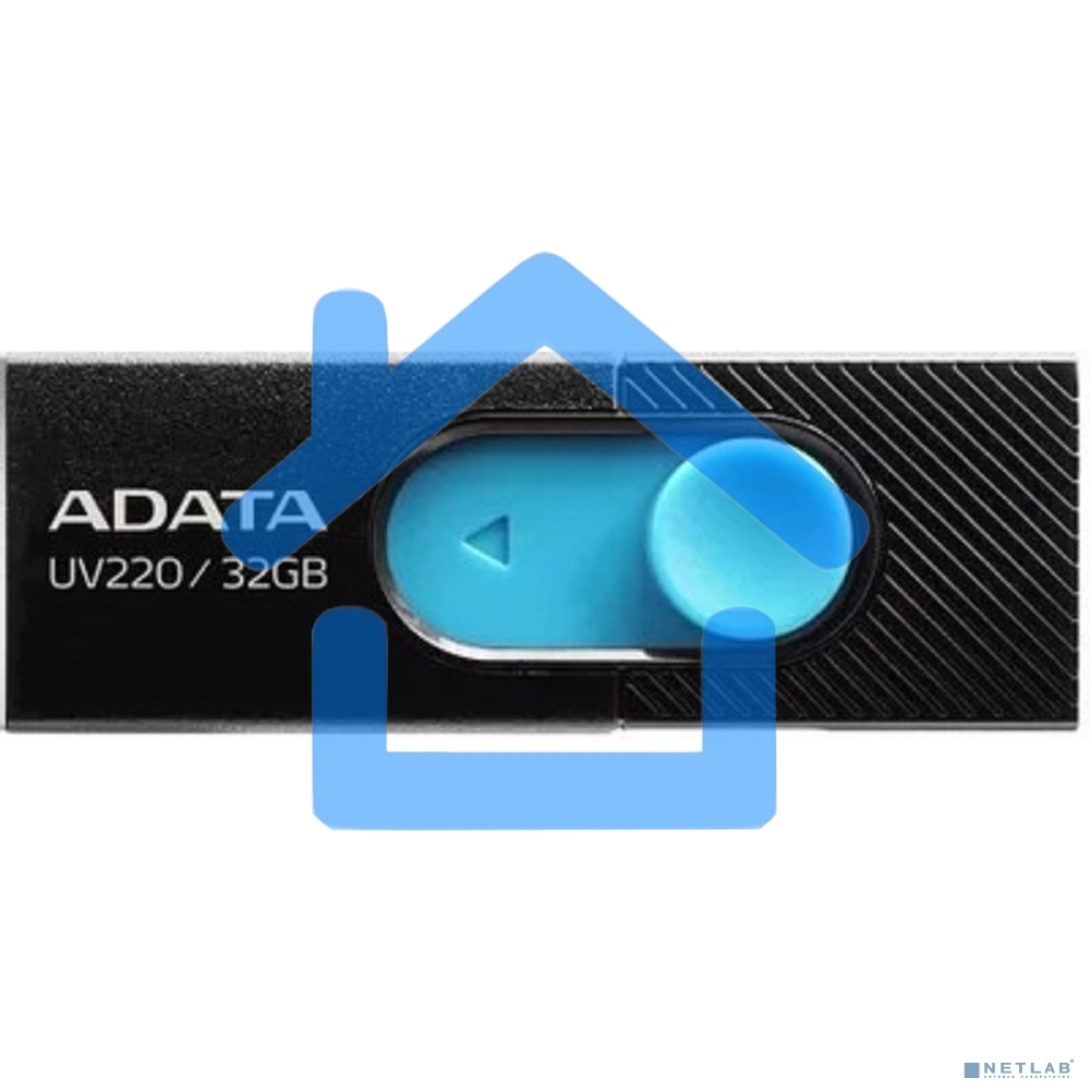 Флешка USB R/W ADATA R/W 32Gb ADATA UV220, USB 2.0, черный/голубой