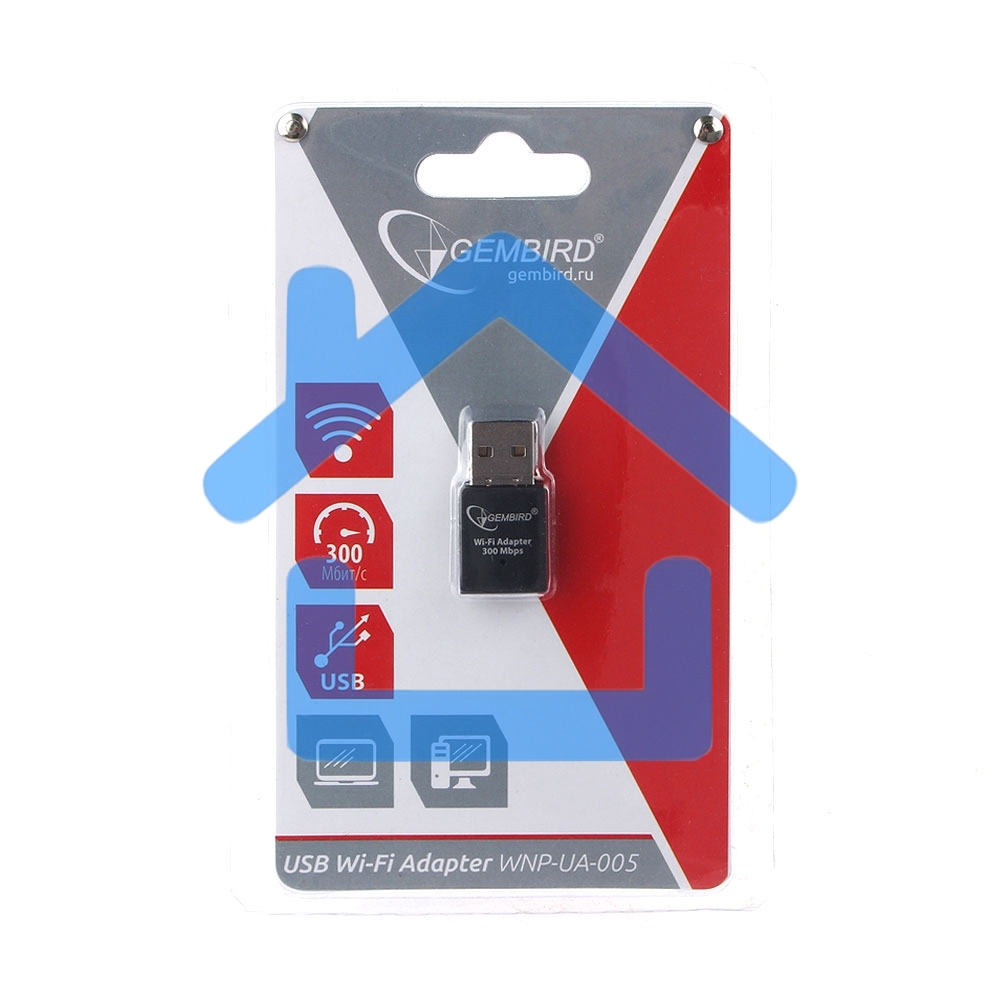 Сетевой адаптер WiFi Gembird 300Мбит, USB, 802.11b/g/n