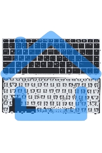 Клавиатура для ноутбука HP EliteBook Folio 9470M черная с серебристой рамкой без указателя