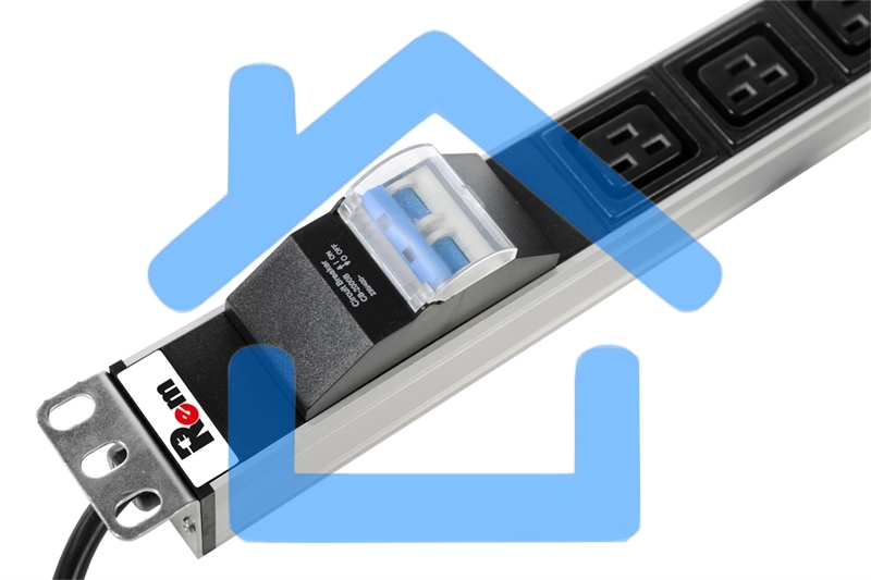 Блок силовых розеток Rem Rem-16, IEC 60320 С19 х 6, вход Schuko, шнур 3 м, 45х484х45 мм (ВхШхГ), 16А, автомат