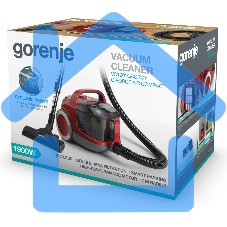 Пылесос Gorenje VC1901GACRCY черный/красный, 300/1900 Вт, уборка сухая, пылесборник контейнер 2.2 л