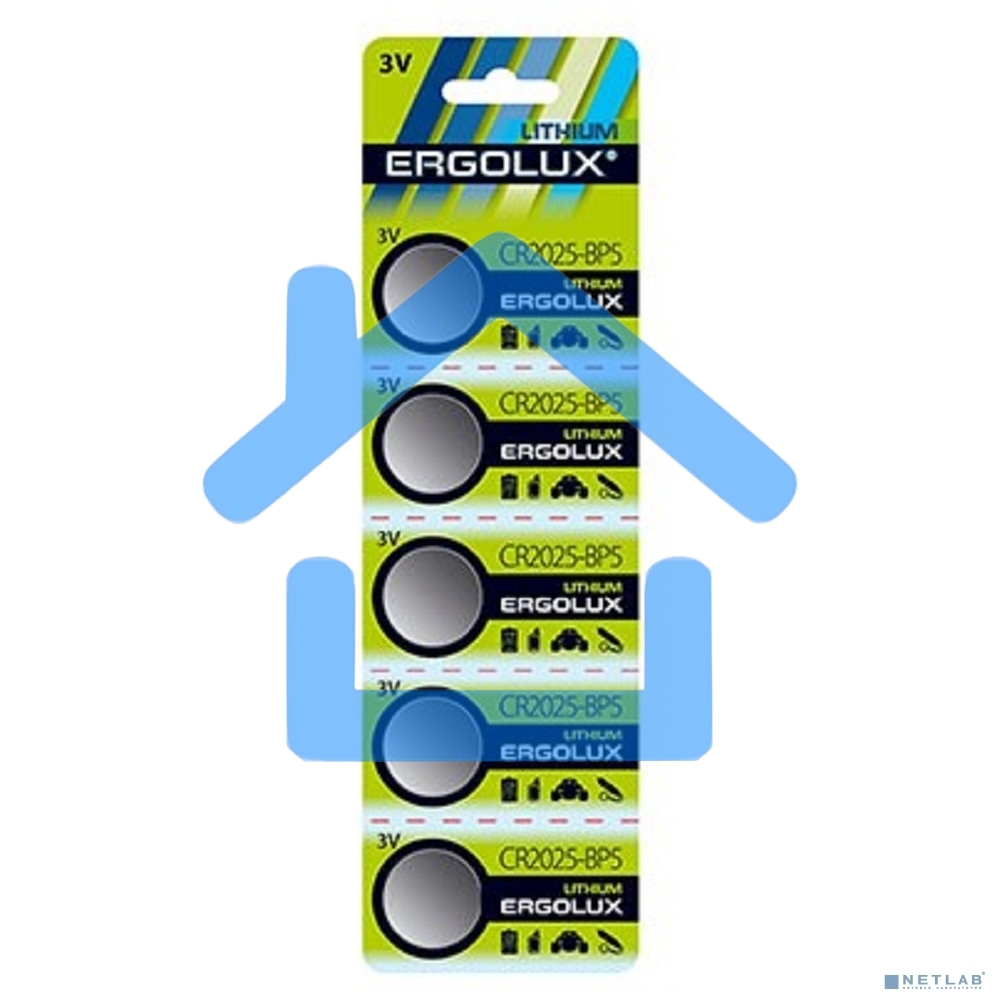 Батарея Ergolux Lithium CR2025-BP5 CR2025 150mAh (5шт) блистер