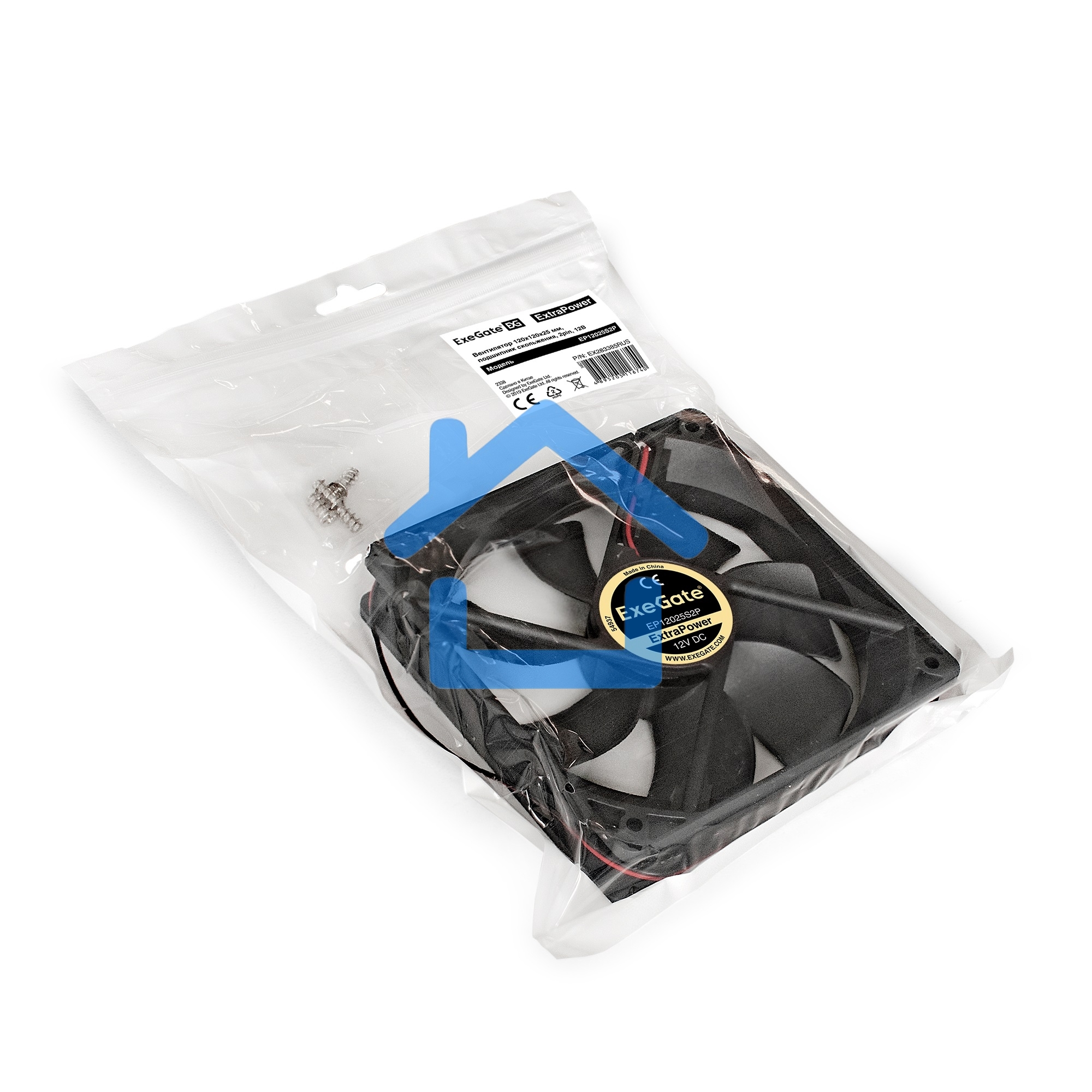 Вентилятор для корпуса ExeGate ExtraPower EP12025S2P черный, 120 мм, 1800 об/мин, 28 дБ, 2 pin