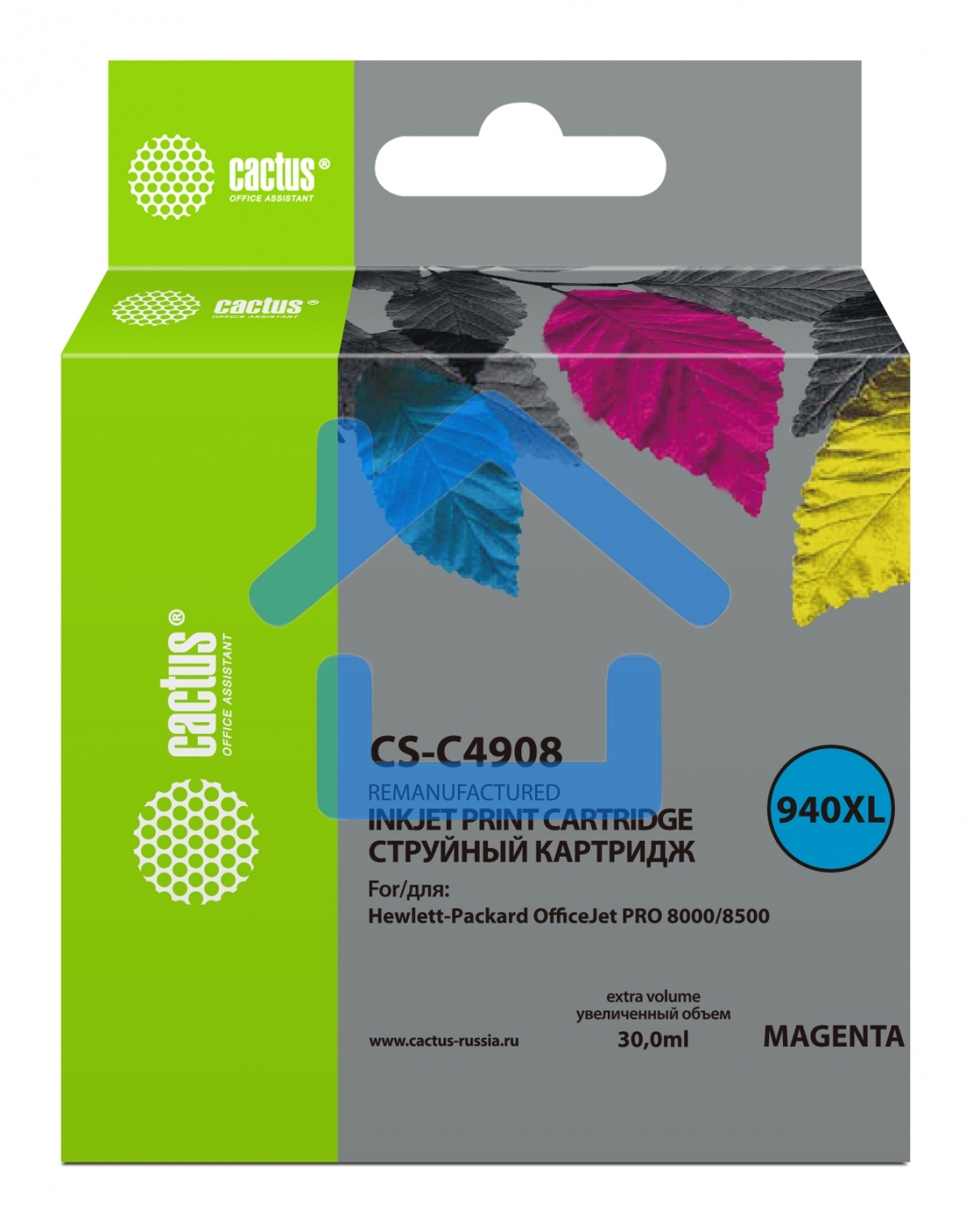 Картридж струйный Cactus CS-C4908 №940 пурпурный (30 ml) для HP OfficeJet PRO 8000/8500
