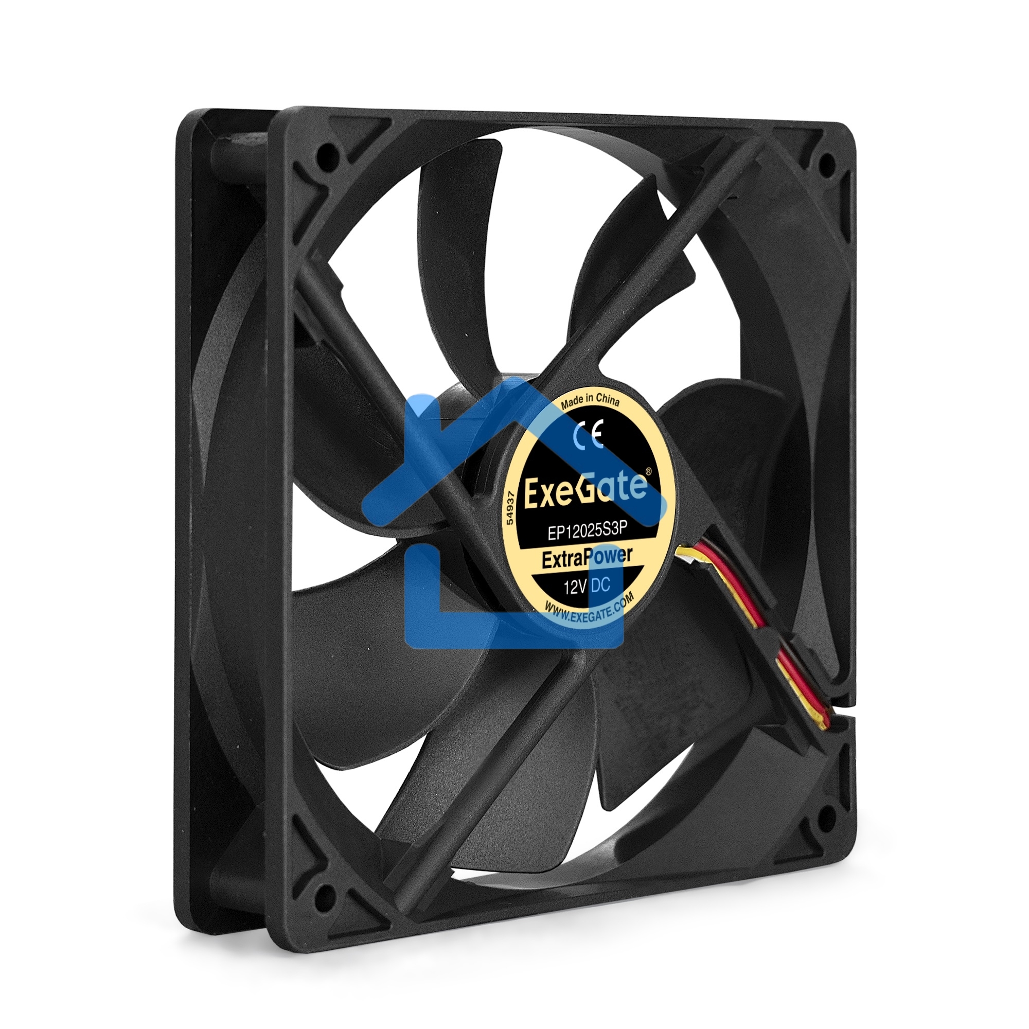 Вентилятор для корпуса ExeGate ExtraPower EP12025S3P черный, 120 мм, 1800 об/мин, 28 дБ, 3 pin