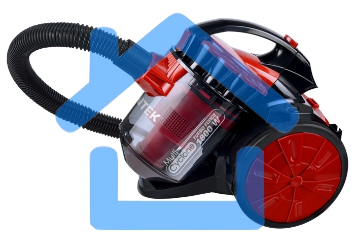 Пылесос Centek CT-2531 (красн/черн) мультициклон 1800/350Вт, стакан 1,5 л, телескоп металл. трубка