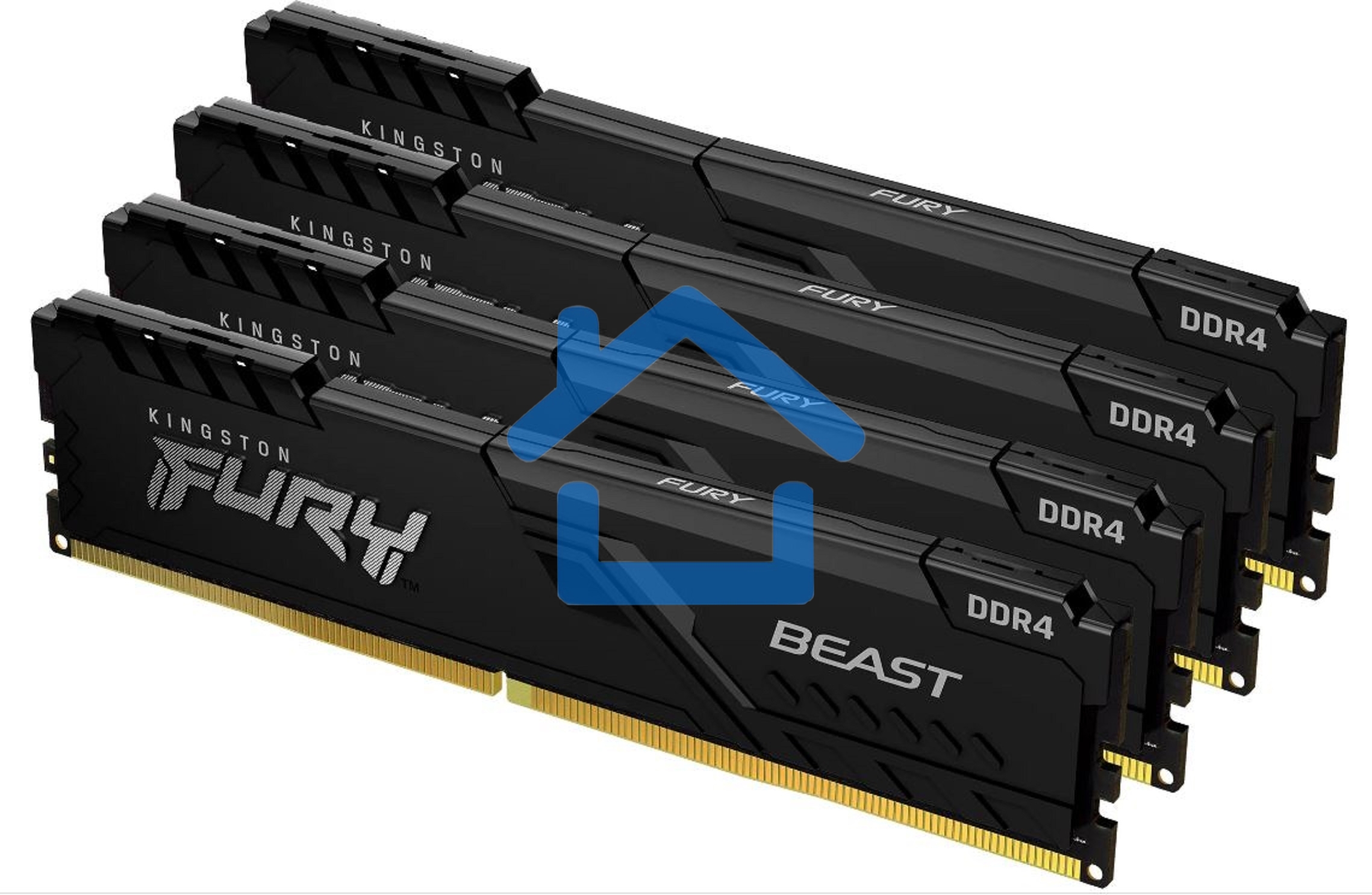 Оперативная память Kingston Fury Beast, DDR4, 128Gb (4x32 Gb), 3200 MHz, CL16, DIMM, с радиатором, черный