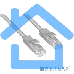Патч-корд Greenconnect Патч-корд UTP прямой ethernet 10.0m кат.5е, RJ45, литой (Серый) (GCR-LNC03-10.0m)