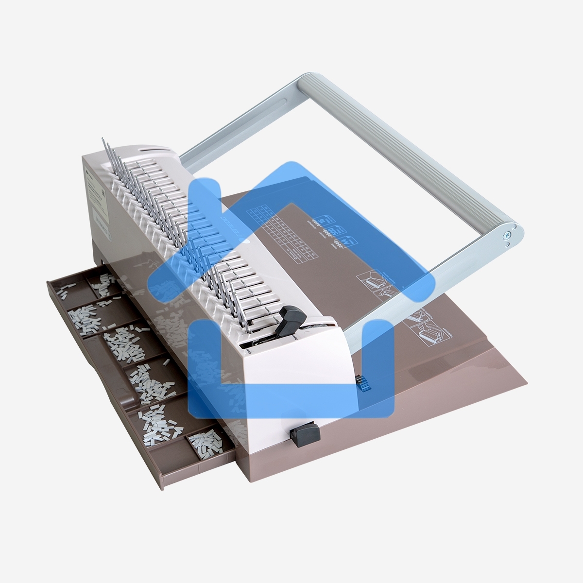 Переплетчик ГЕЛЕОС БП-16 коричневый на пластиковую пружину, А4, ручная перфорация 16 листов, переплет макс до 500 л., глубина перфорации 2-3-4-5 мм