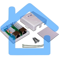 Настенная розетка, 2 порта RJ-45 категории 6, STP, белая
