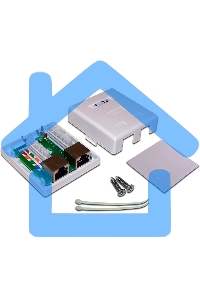 Настенная розетка, 2 порта RJ-45 категории 6, STP, белая