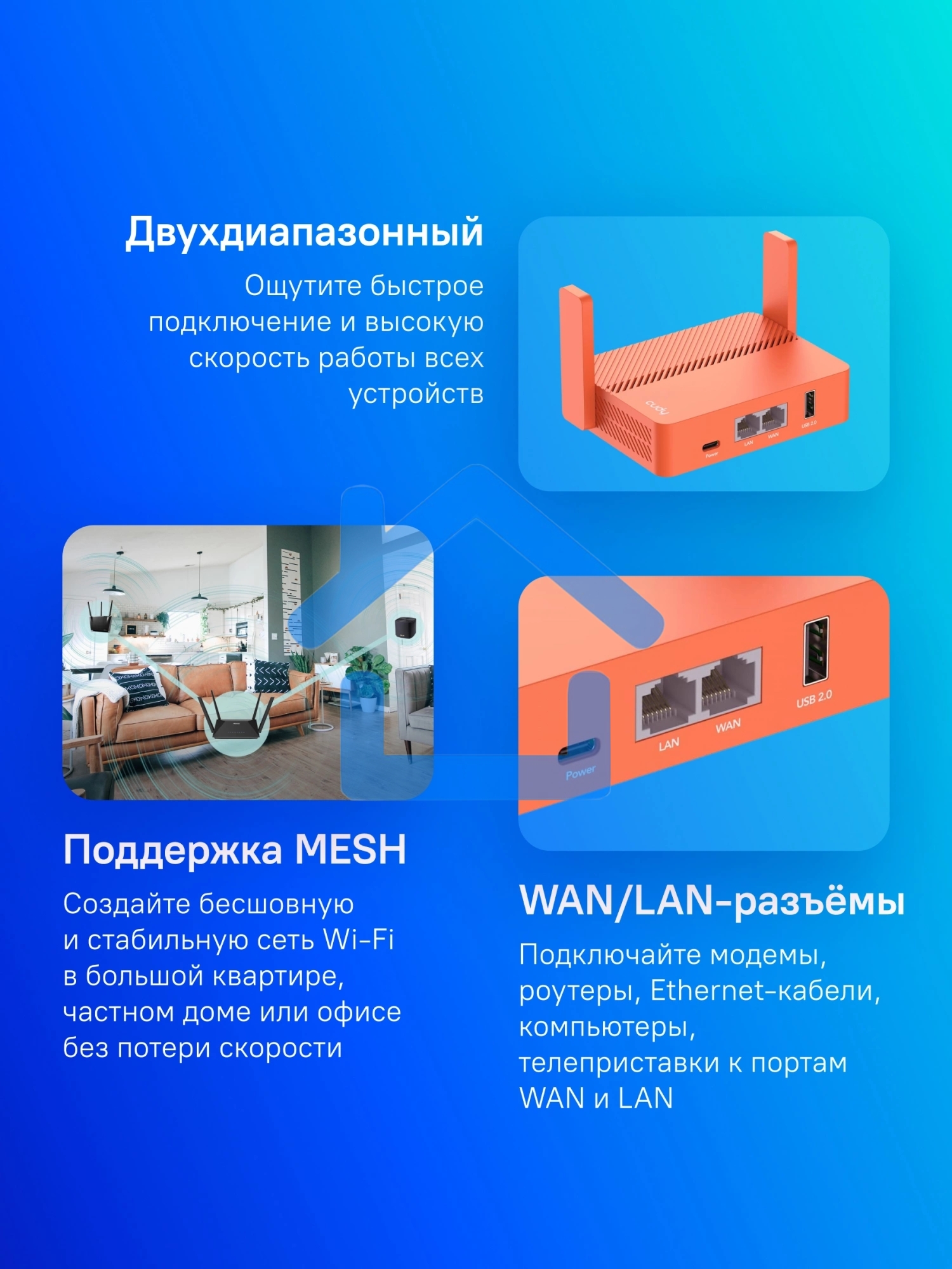 Маршрутизатор CUDY AC1200 Wireless Mini VPN Router with USB