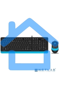 Комплект клавиатура + мышь A4Tech Fstyler F1010 клав:черный/синий мышь:черный/синий USB Multimedia