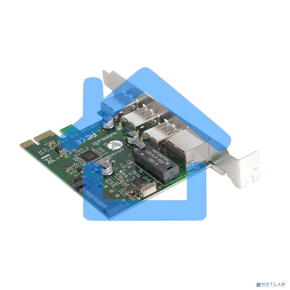 Контроллер сетевой ExeGate EXE-361 PCI-E 2.0, 3*USB 3.0 ext + LAN UTP 1000Mbps, раз.доп.пит.OEM)