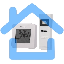 Электронный термометр с часами и беспроводным выносным датчиком Rexant