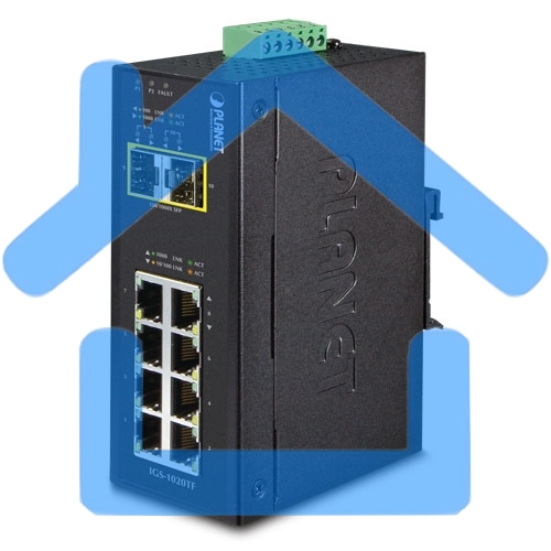 Коммутатор PLANET IP30 Industrial 8-Port 10/100/1000T + 2-Port 100/1000X SFP Ethernet Switch (-40~75 degrees C)