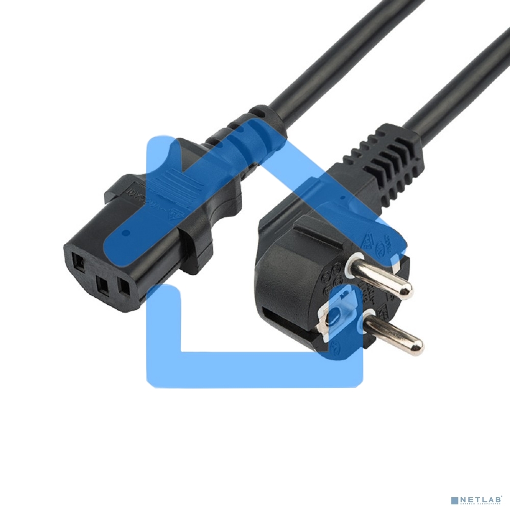 Шнур сетевой, евровилка угловая - евроразъем С13, кабель 3x1,5 мм², длина 1,5 метра, черный (PVC пакет) Rexant