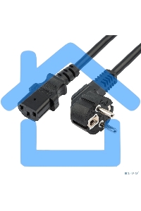 Шнур сетевой, евровилка угловая - евроразъем С13, кабель 3x1,5 мм², длина 1,5 метра, черный (PVC пакет) Rexant