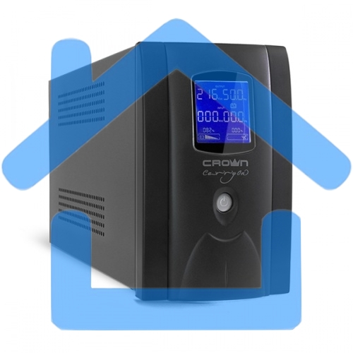 Источник бесперебойного питания CROWN Line Intractive CMU-800EURO LCD USB 800VA\480W, корпус металл, 1x12V/9AH, розетки 4*EURO+1*IEC bypass, трансформатор AVR 145-280V, LCD-дисплей, съемный кабель 1.2 м, порт RJ11/45, порт USB, защита: от перегрузки, от К