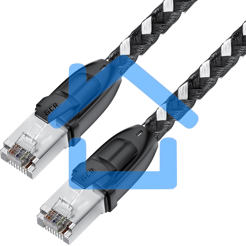 Патч-корд GCR PROF прямой 5.0m, UTP медь кат.6, STRONG черно-белый нейлон, ethernet high speed 10 Gbит/с, T568B, GCR-52779