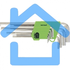 Набор ключей СИБРТЕХ имбусовых HEX, 1,5–10 мм, 45x, закаленные, 9 шт., короткие, никель.Сибртех 12317