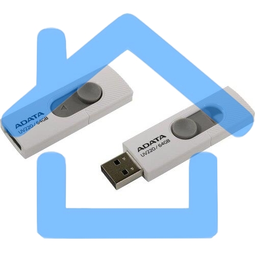 Флешка USB R/W ADATA R/W 64Gb ADATA UV220, USB 2.0, белый/серый