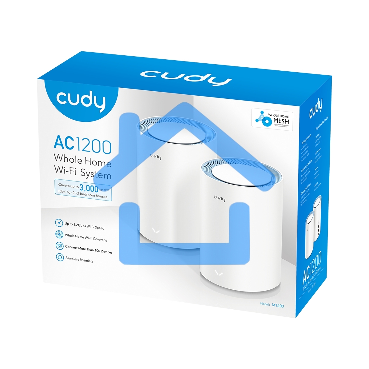 Бесшовный Mesh роутер Cudy M1200 (M1200 2-PACK) AC1200 Wi-Fi белый (упак.:2шт)