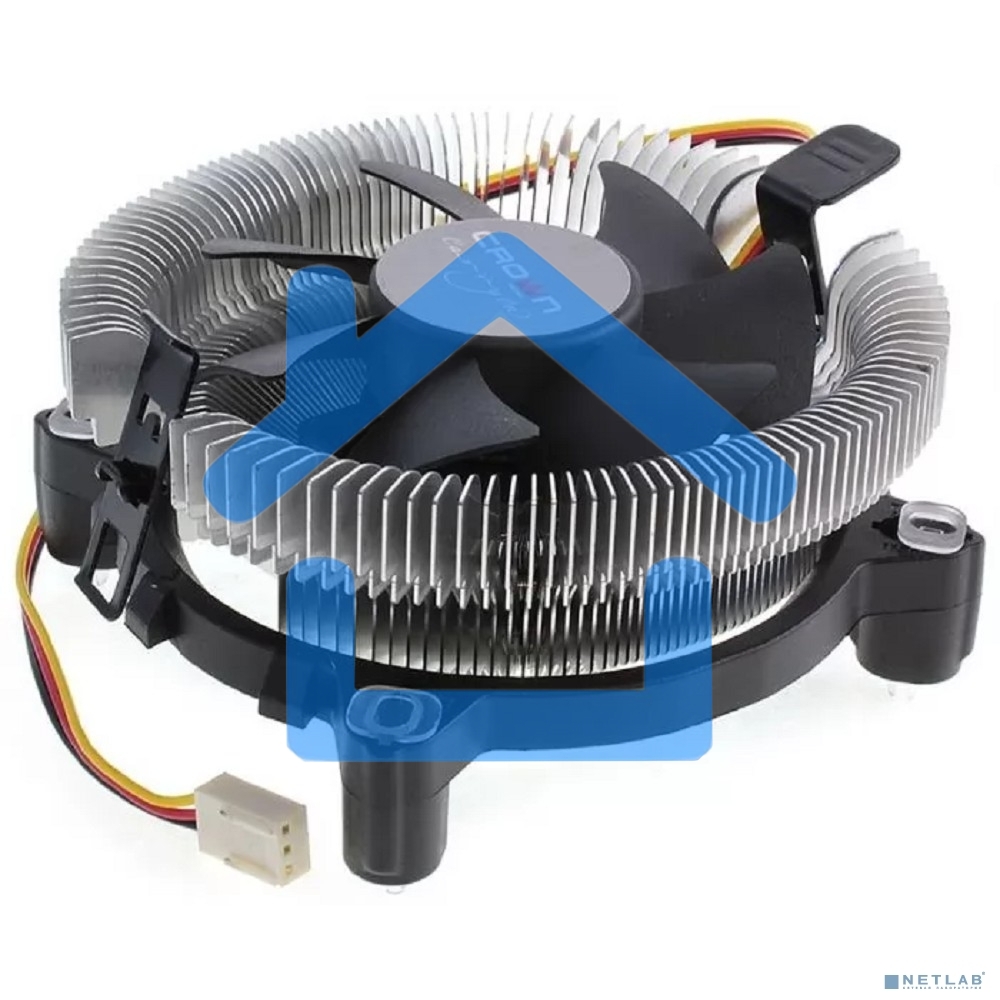 Кулер для процессора Crown CM-80 v2 серебристый/черный, 75 мм, алюминий, 2200 об/мин, 22 дБ, 3 pin, 65 Вт, 42 мм