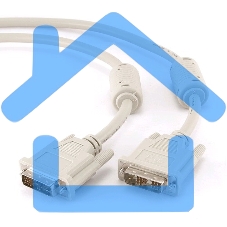Кабель DVI-D single link Gembird/Cablexpert CC-DVI-6C, 19M/19M, 1.8м, серый, экран, феррит.кольца, пакет