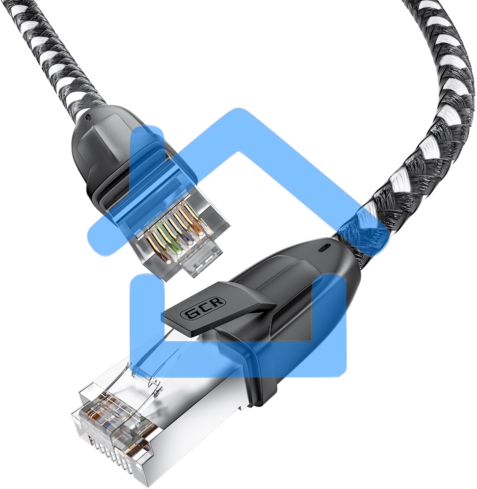 Патч-корд GCR PROF прямой 5.0m, UTP медь кат.6, STRONG черно-белый нейлон, ethernet high speed 10 Gbит/с, T568B, GCR-52779